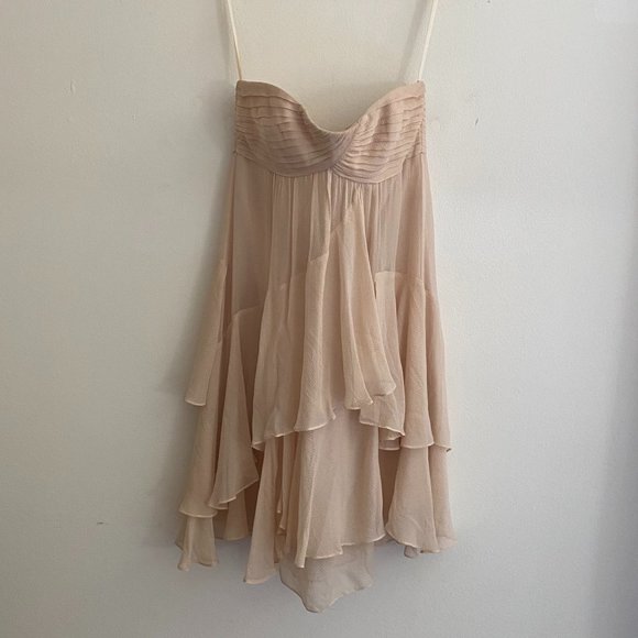 BCBG Silk Dress Vanilla Size 4 - Picture 8 of 8